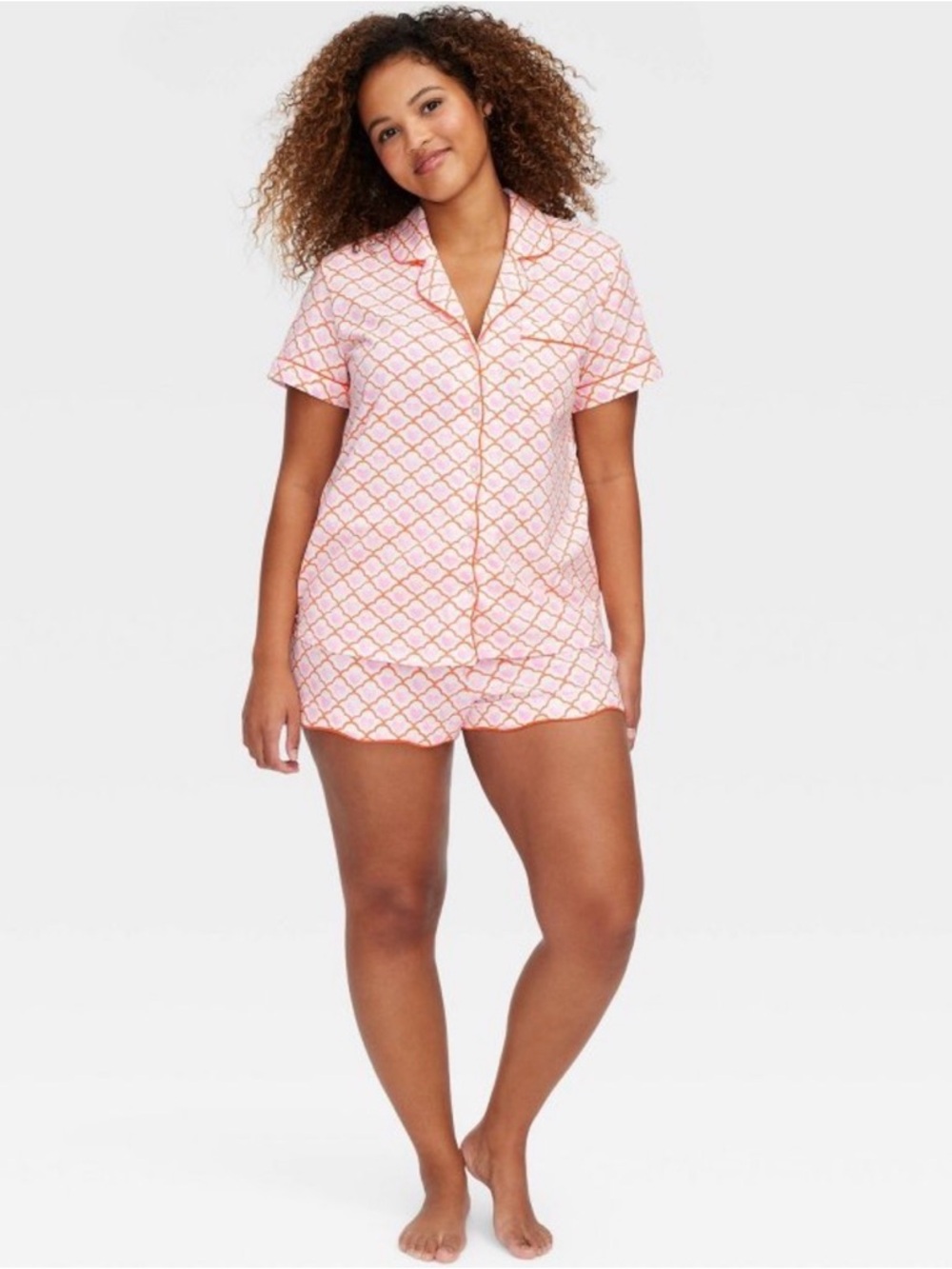 NWT Women’s Roller Rabbit Geo Heart Short Sleeve & Shorts PJ Set in Pink. XS